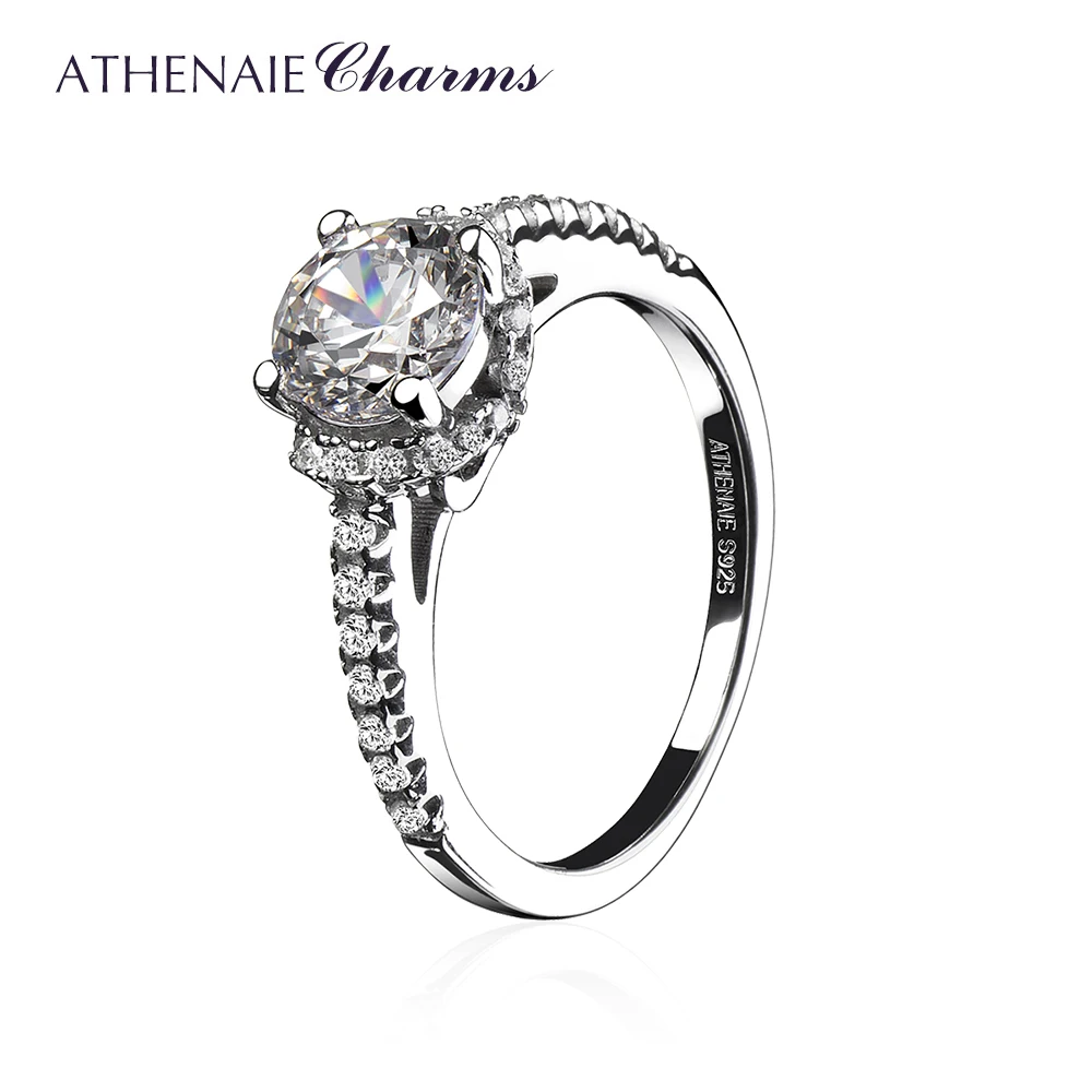 ATHENAIE 925 Sterling Srebro sijoče CZ Klasične Elegance elegantna dama je Obroč za Ženske anillos mujer Posla Prodaje 2018