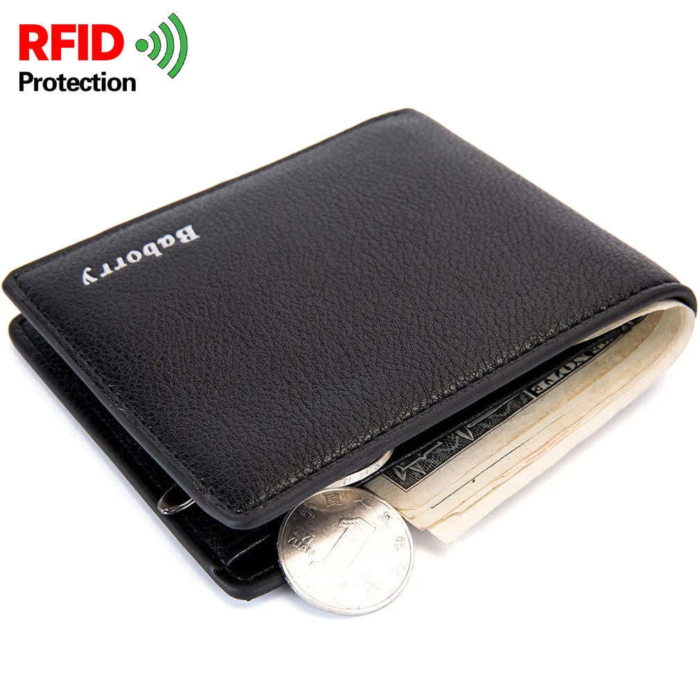 Novo RFID Varstvo Denarnice Anti-Theft Scan Moških Biflod Kratek Torbica Zadrgo Kovanec Primeru Torbica Priložnostne PU Usnje Denar Torbici Vroče