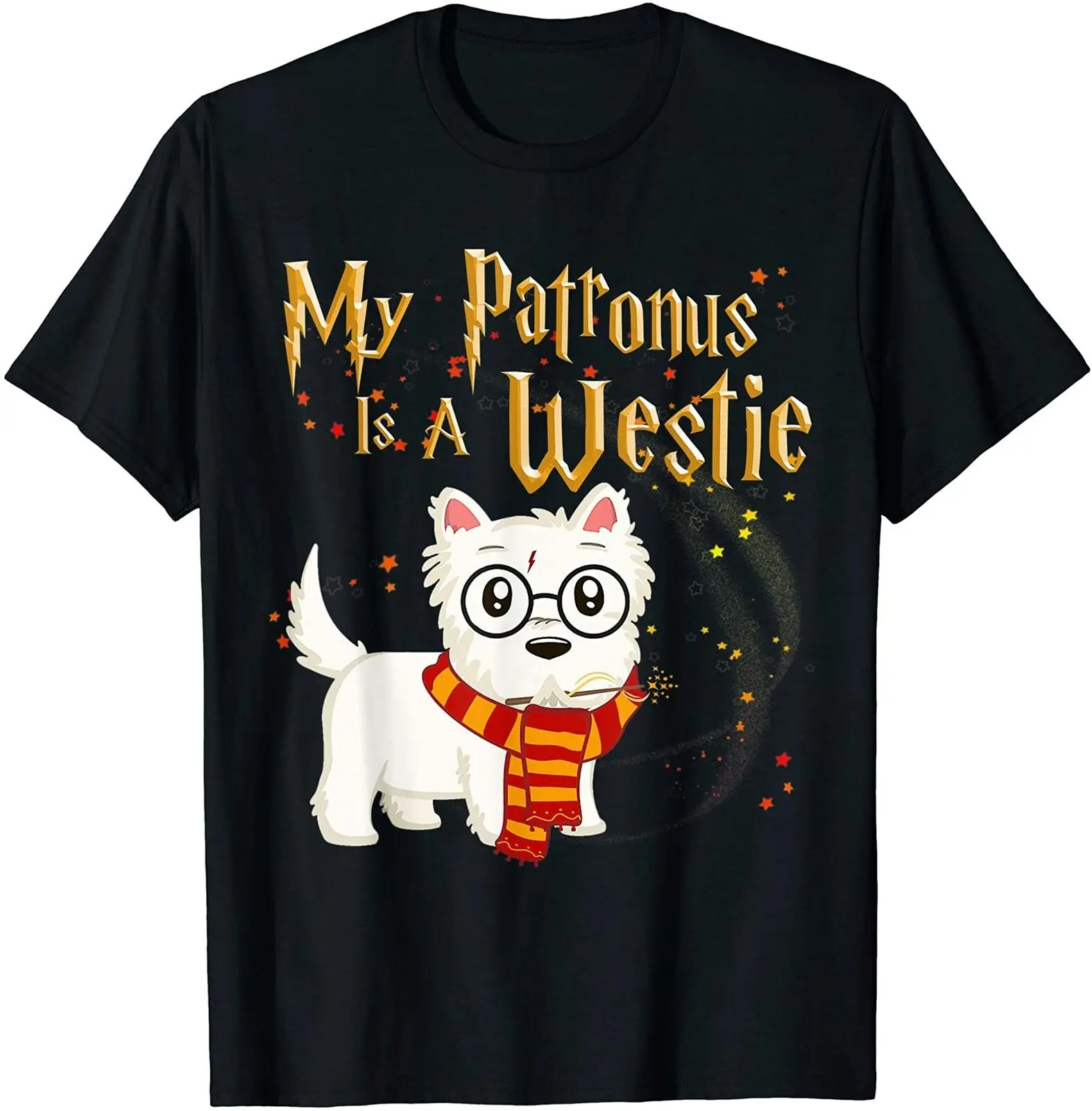 Moj Patronus Je Westie Pes Božič Majica s kratkimi rokavi Velikosti S 5Xl