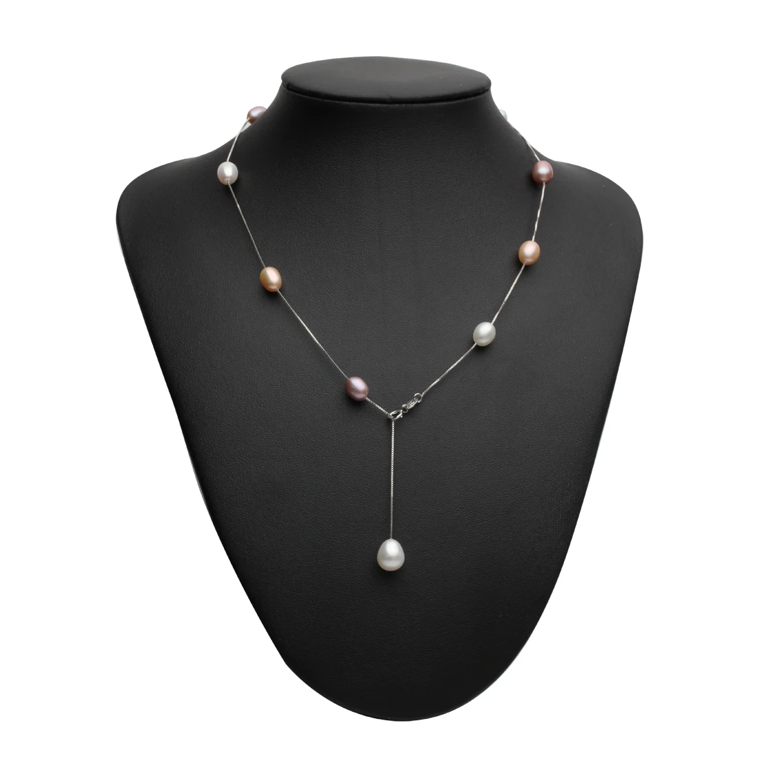 Moda multi barve nastavljiv 925 sterling srebrni verigi,pravi naravnih sladkovodnih biserno ogrlico, obesek, nakit za ženske