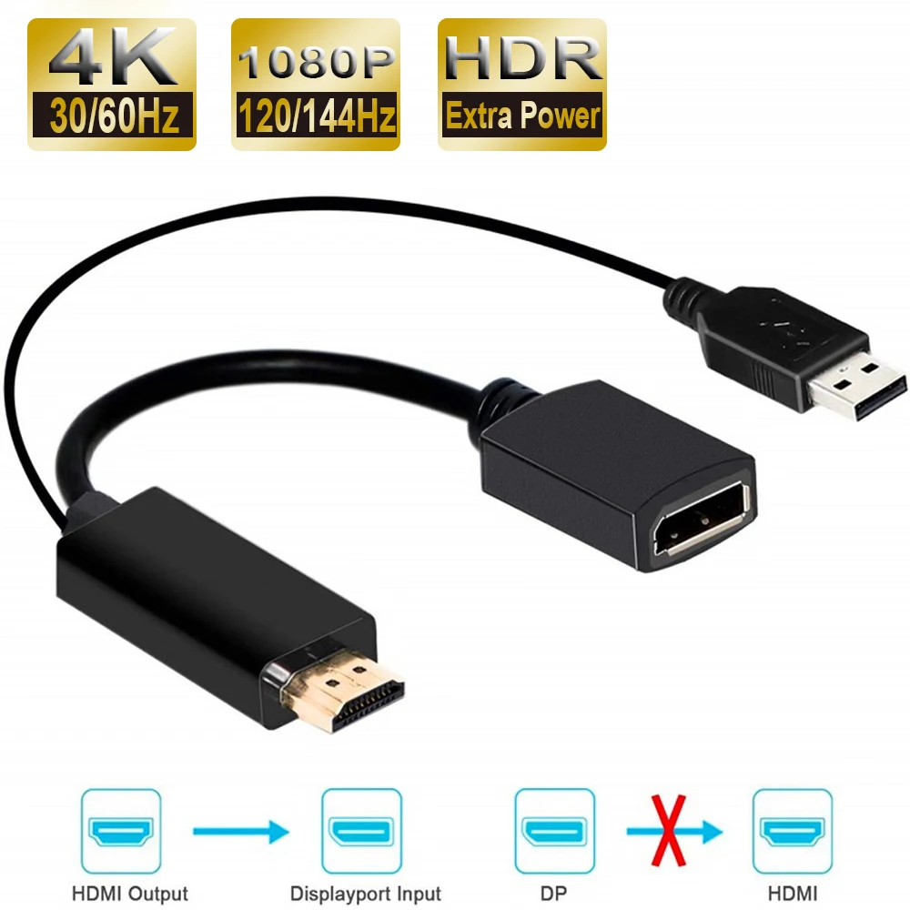 2021 Najboljše 4K 60Hz HDMI za Displayport Kabel 1080P 120Hz HDMI za DP Pretvornika HDMI Moški 2.0 Ženski Displayport 1.4 PS4