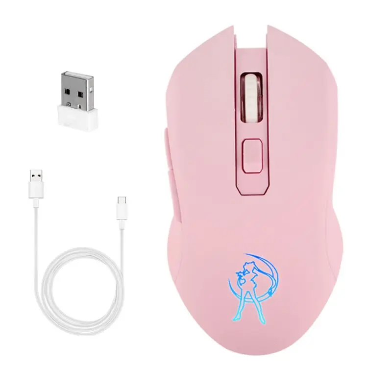 Polnilna Roza Dekle Tiho LED Optični Igre Miši 1600DPI 2.4 G, USB, Brezžična Miška za Prenosni RAČUNALNIK Namizni Računalnik