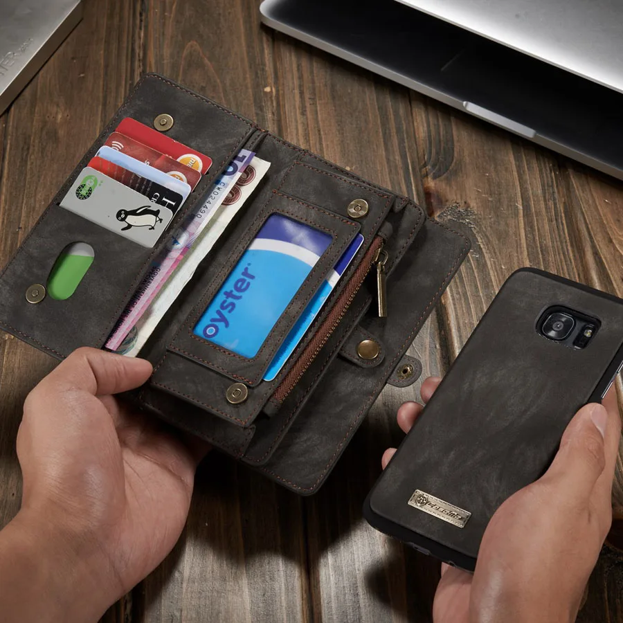 Telefon vrečke Za Samsung S7 Rob S8 S9 S10 S20 + Opomba 8 9 10 20+Denarnica Primeru Split Usnje Zadrgo Vrečko Multi Reža za kartico Pokrov Magneta