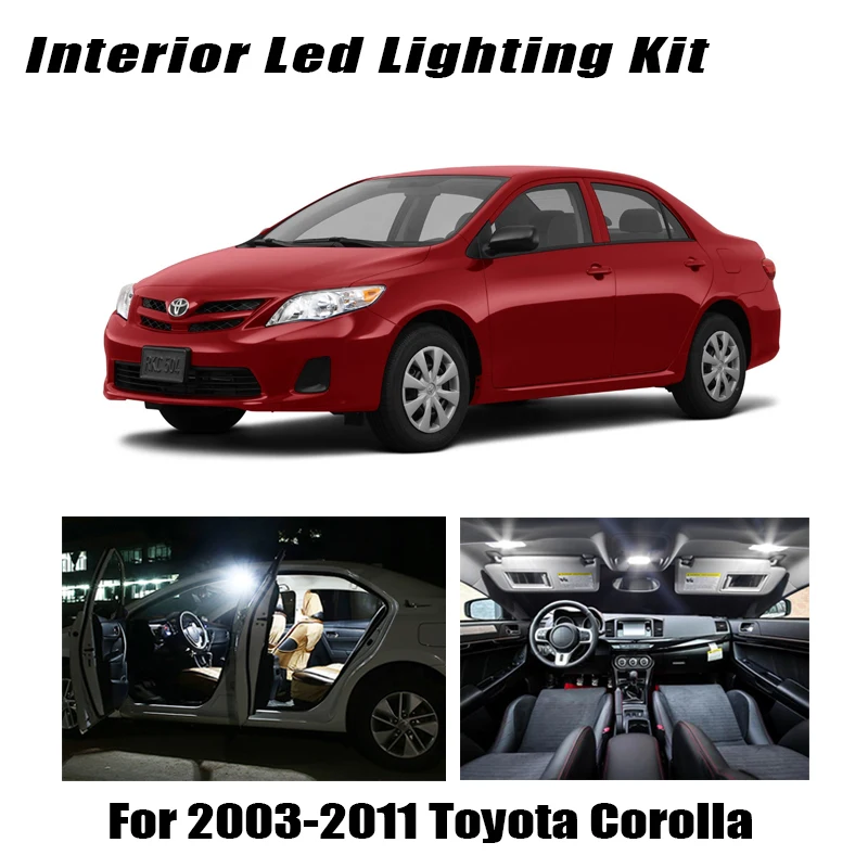 9 Žarnice Bele LED Notranja Luč za Vgradnjo, Primerna Za 2003-2006 2007 2008 2009 2010 2011 Toyota Corolla Zemljevid Dome Tovora Licence Lučka