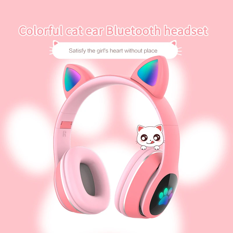 L400 Brezžična tehnologija Bluetooth 5.0 Luštna Mačka Ušesa Obliko LED Nadstrešek Glavo, vgrajen Bluetooth Slušalke Svetlobna Slušalke Božično Darilo
