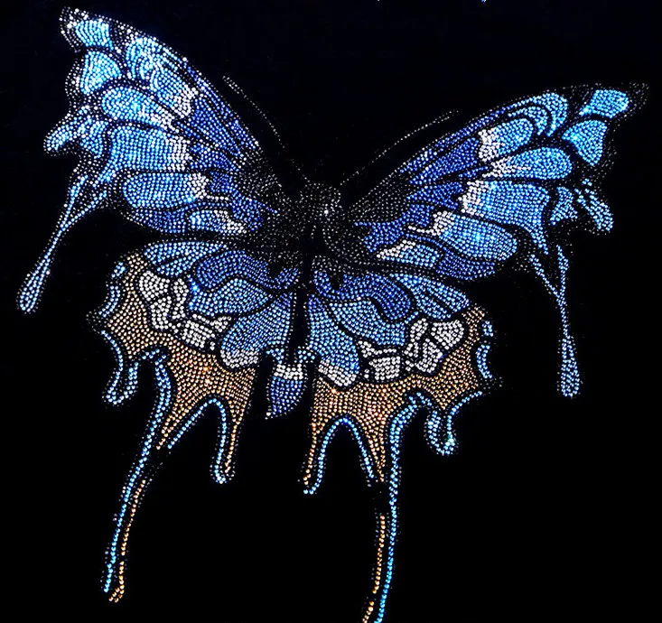 Velik pisan metulj vroče fix nosorogovo motiv modelov železa na kristalno prenosi design aplicirano obliži strass železo