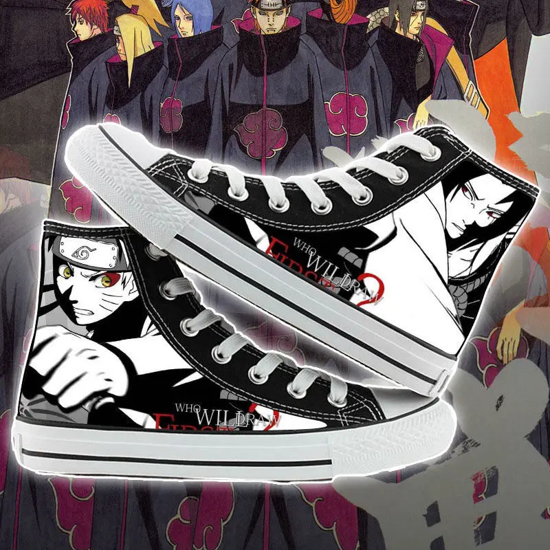 Anime Naruto Tiskanja Platno Čevlji Naruto Sasuke Visoko-top Študent Vulcanize Čevlji za Klasično Grafiti Priložnostne Superge