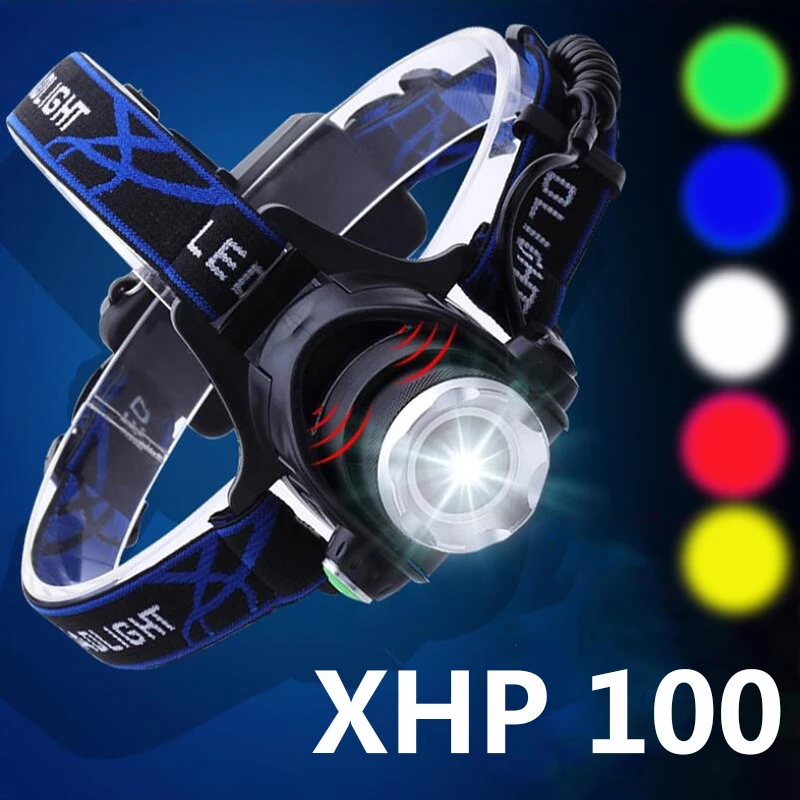 XHP100 Telo Senzor Gibanja LED Žaromet Smerniki Kampiranje USB Polnilna Svetilka Glavo Baklo Luči Lučka Bela & Rumene Barve