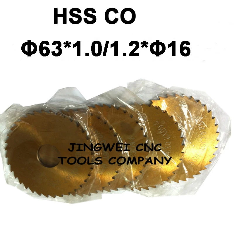 Tin prevleka HSSCo krožno rezanje žage rezkanje rezalnik 63mm iz dia * 1.0, 1.2 mm debeline*16 mm, notranje za Nerjavečega jekla