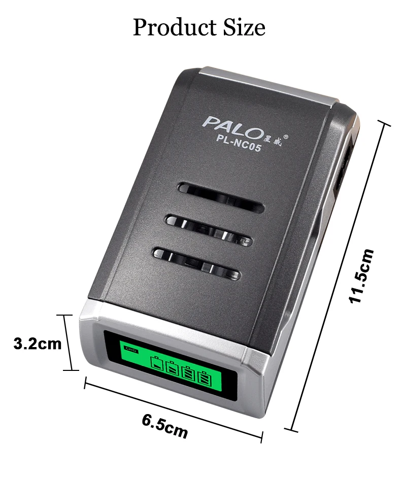 PALO LCD Hitri Polnilnik s 4 Reže LCD-Zaslon Smart Inteligentni Polnilec za AA / AAA NiCd, NiMh Polnilne Baterije