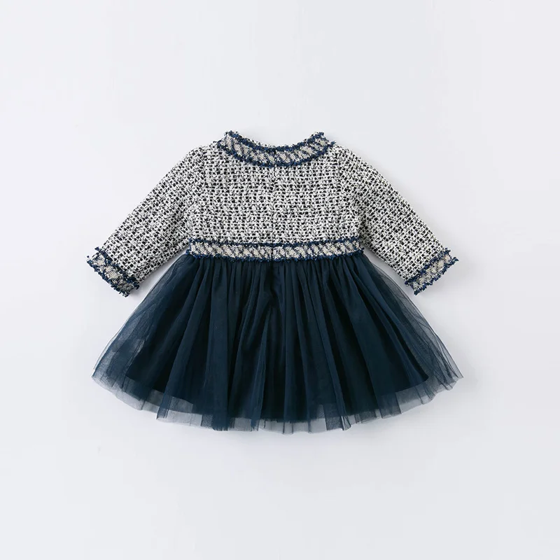 DB14477 dave bella jeseni baby dekle srčkan mozaik mrežasto obleko otroci in modnih stranka obleko otroci dojenčka lolita obleko