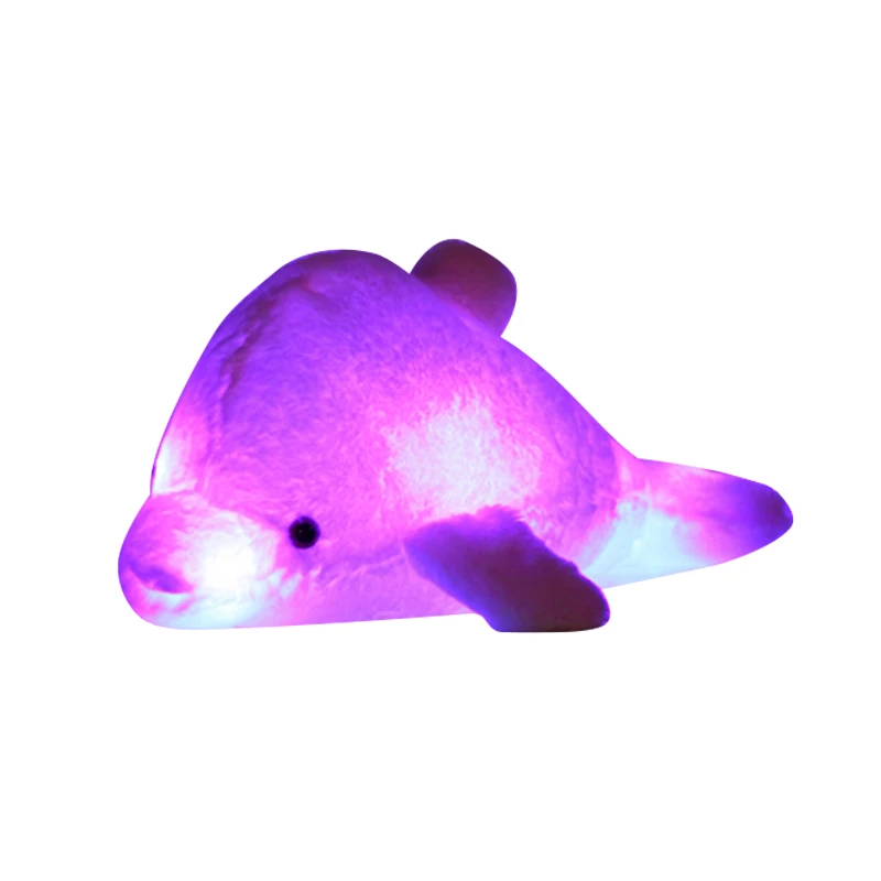 Barvita Flash LED Plišastih Igrač Dolphin Mehko Polnjene Živali Plushie Blazino Visoke Kakovosti, ki Oddaja Svetlobo Otrok Puhasto Lutka za Otroke