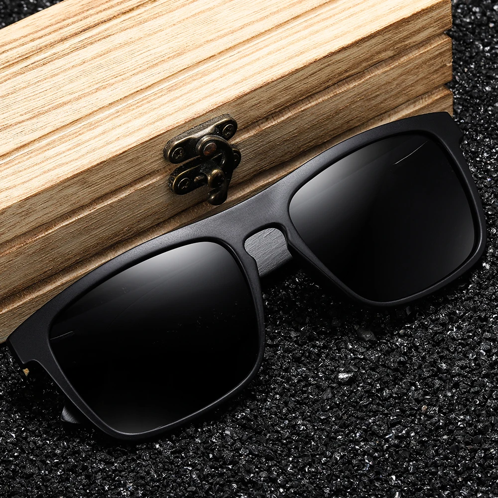 GM Novo blagovno Znamko Design Lesene Polarizirana sončna Očala za Moške Bambusa sončna Očala Črna UV400 Leče Moda Vožnje Odtenki S5523