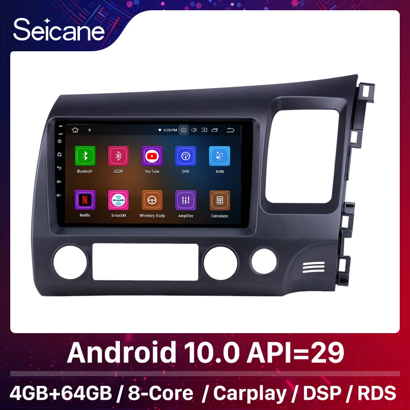 Seicane 4+64GB Android 10.0 avtoradio 9 cm za 2006-2011 Honda Civic RHD GPS HD Carplay podporo OBD2 Rearview kamera, wifi
