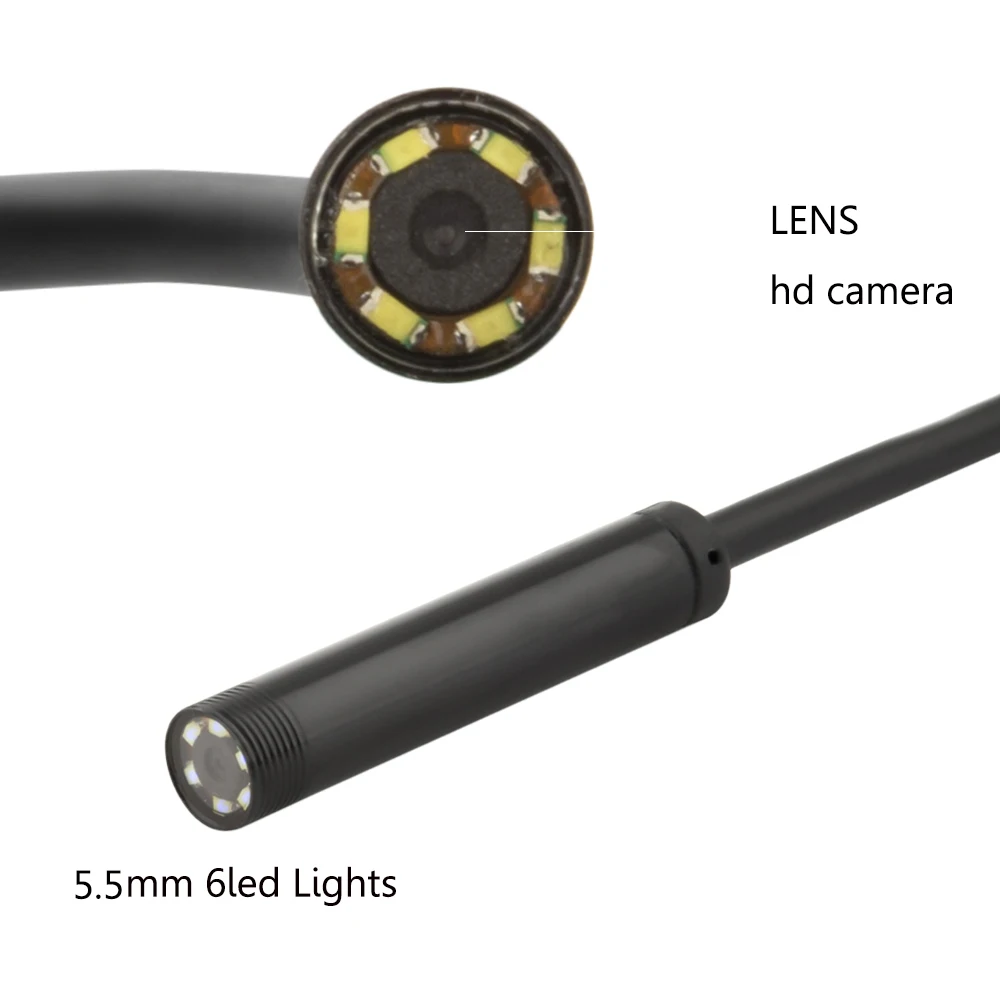 Telefon Android Endoskop Nepremočljiva Borescope Micro USB Pregled Video Kamero 5,5 mm objektiv 5/10M 6 led Hd 640*480 Za Pametni telefon
