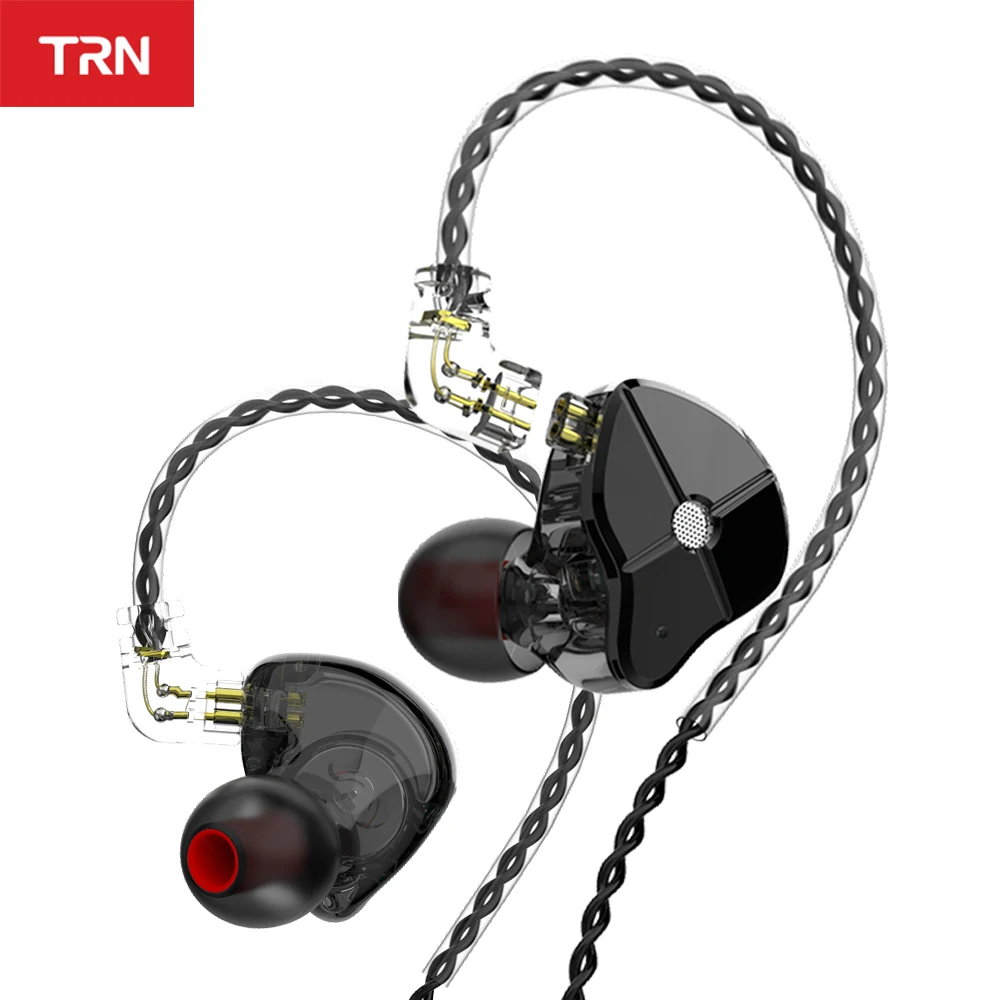 TRN ST1 1DD 1BA Hibridni V Uho Slušalke DJ HI-fi Monitor Teče Šport Slušalke Slušalka, Slušalke Z QDC Kabel TRN V90 BA5