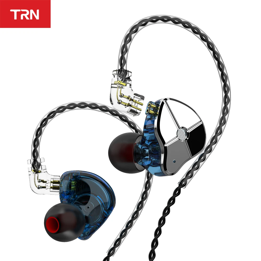 TRN ST1 1DD 1BA Hibridni V Uho Slušalke DJ HI-fi Monitor Teče Šport Slušalke Slušalka, Slušalke Z QDC Kabel TRN V90 BA5