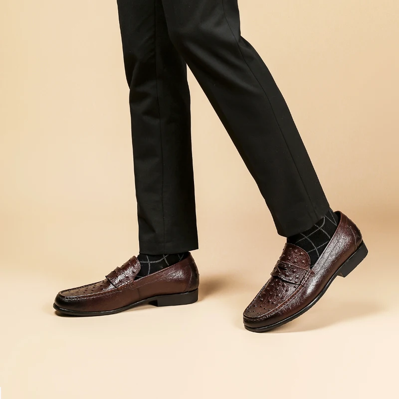 Moški usnjeni čevlji poslovno obleko obleko, čevlji za moške blagovne znamke Bullock pravega usnja, črna slipon poroko mens čevlji Phenkang