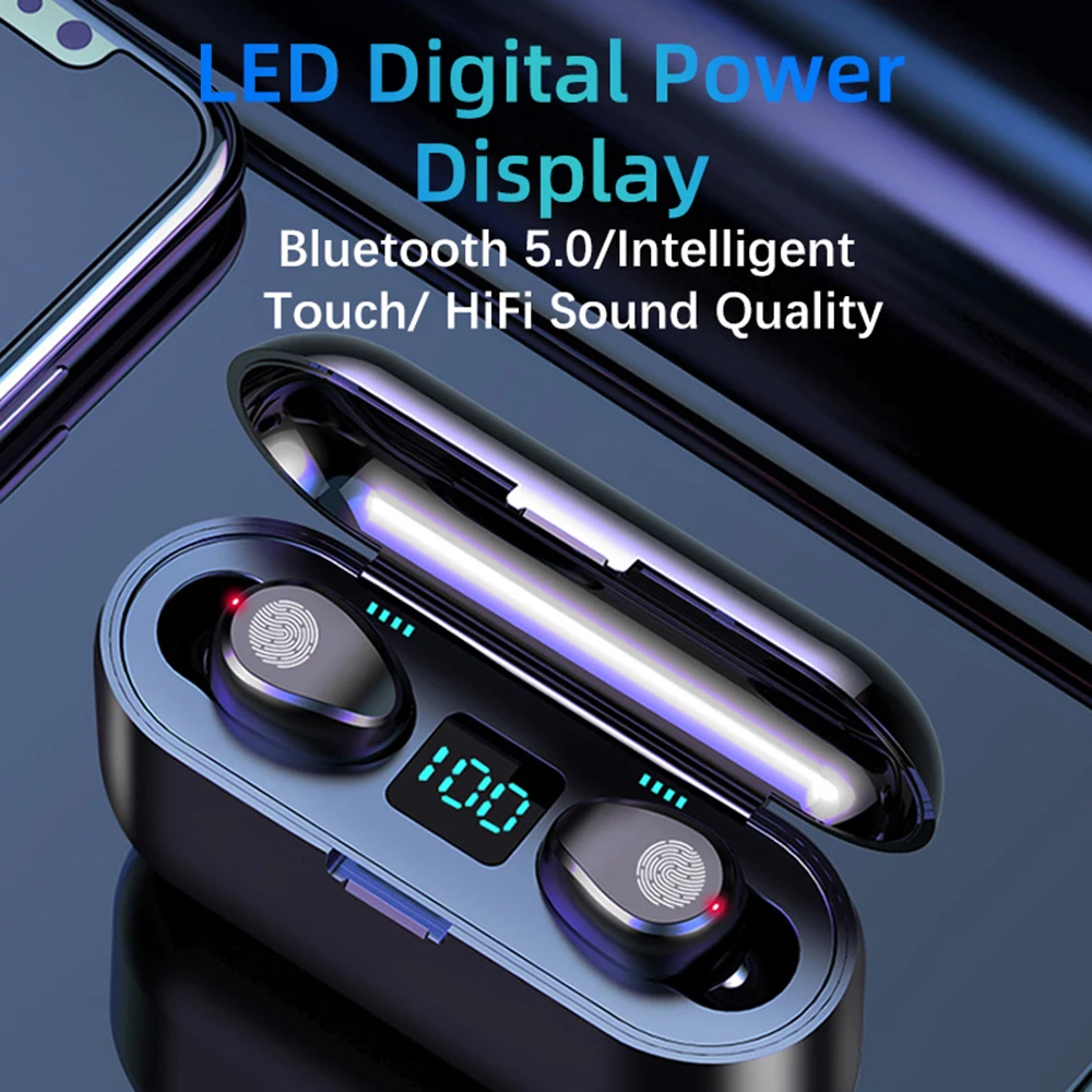 2020 F9 Brezžične slušalke Bluetooth 5.0 Slušalke TWS Mini HI-fi V uho Šport Teče Slušalke Podpora iOS/Android Telefon Klic