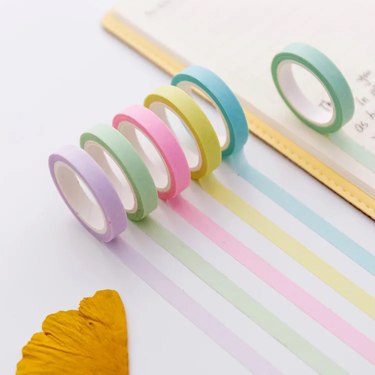 Komplet 12 kosov/veliko Sladkarij, Rainbow, Preprosto Barve Washi Tape DIY Scrapbooking Nalepke Nalepke Maskirni Trak Šoli Pisarniški