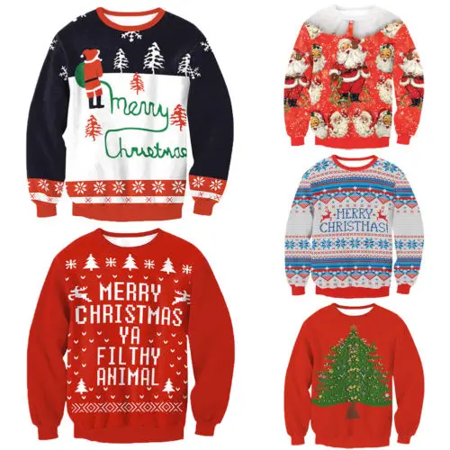 Božič Sweatershirt Moški Ženske Santa Božič Božič Novost Grda Topel Pulover Ženski Zgornji Deli Oblačil Nov Prihod Stilsko Unisex