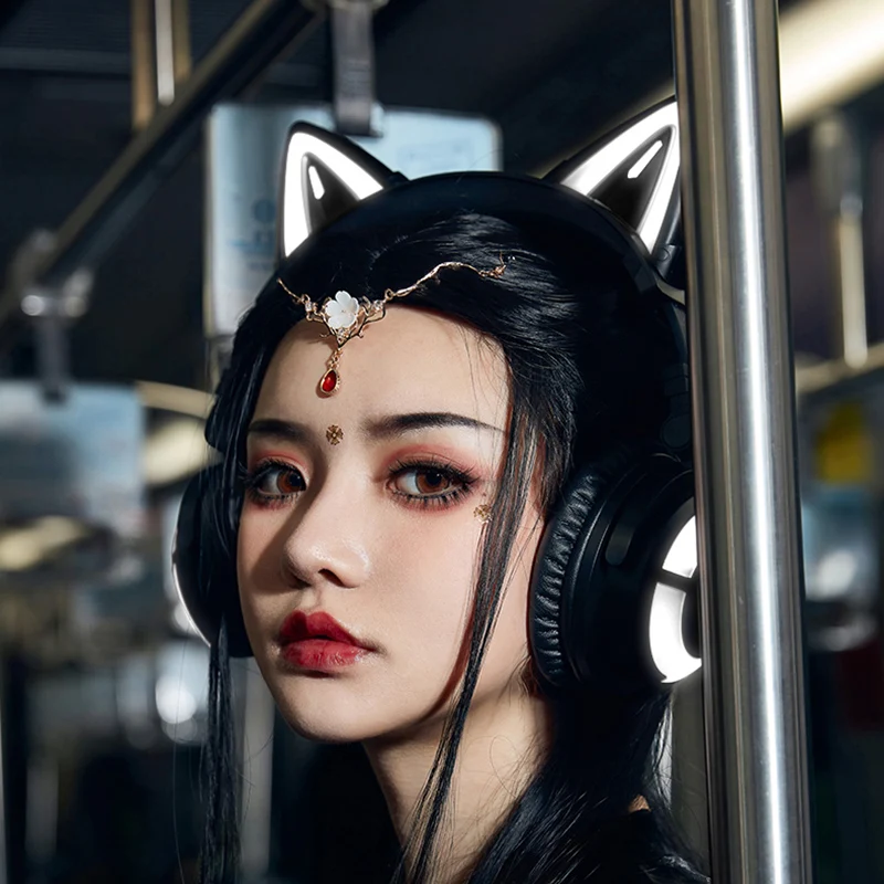 Yowu 3S luštna mačka brezžične slušalke APP nadzor RGB osvetlitev Visoke kakovosti mačka casco punca luštna mačka ušesa slušalke Za igranje računalniških