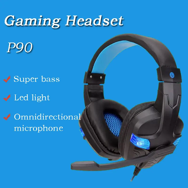 Novo Gaming Slušalke P90 Super Bas Igra Slušalke LED Luči z Vsesmerni Mikrofon za Računalnik Prenosnik PS4 Igralec 2019