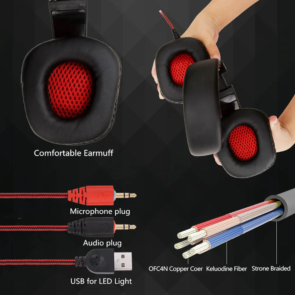 Novo Gaming Slušalke P90 Super Bas Igra Slušalke LED Luči z Vsesmerni Mikrofon za Računalnik Prenosnik PS4 Igralec 2019