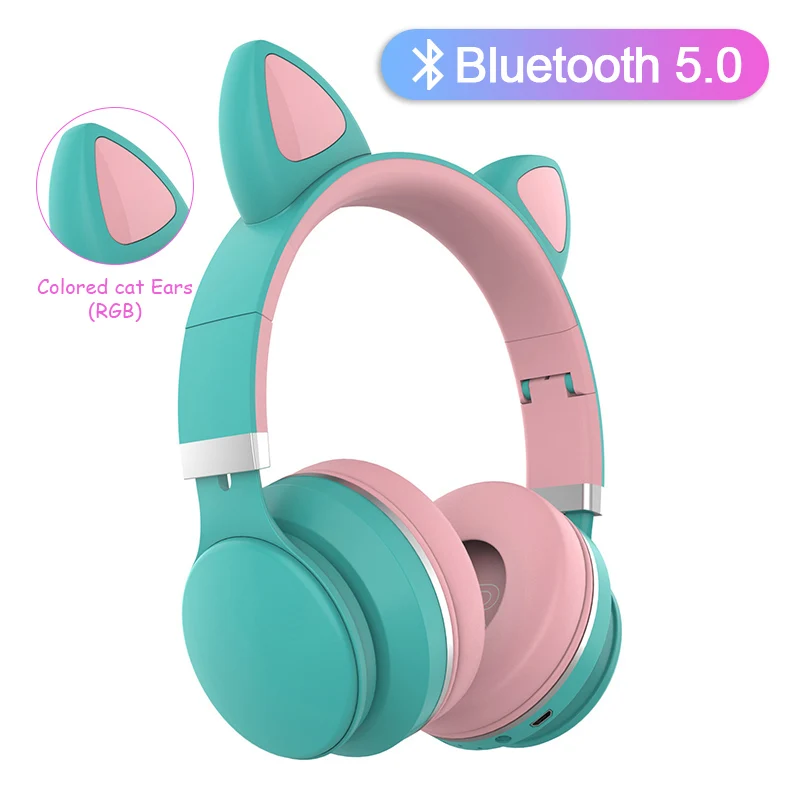Nove Pisane kontrast Bluetooth headhand Mačka Ušesa srčkan šumov Otroci Slušalke Bluetooth 5.0 slušalke Z Mikrofonom Grils Darilo