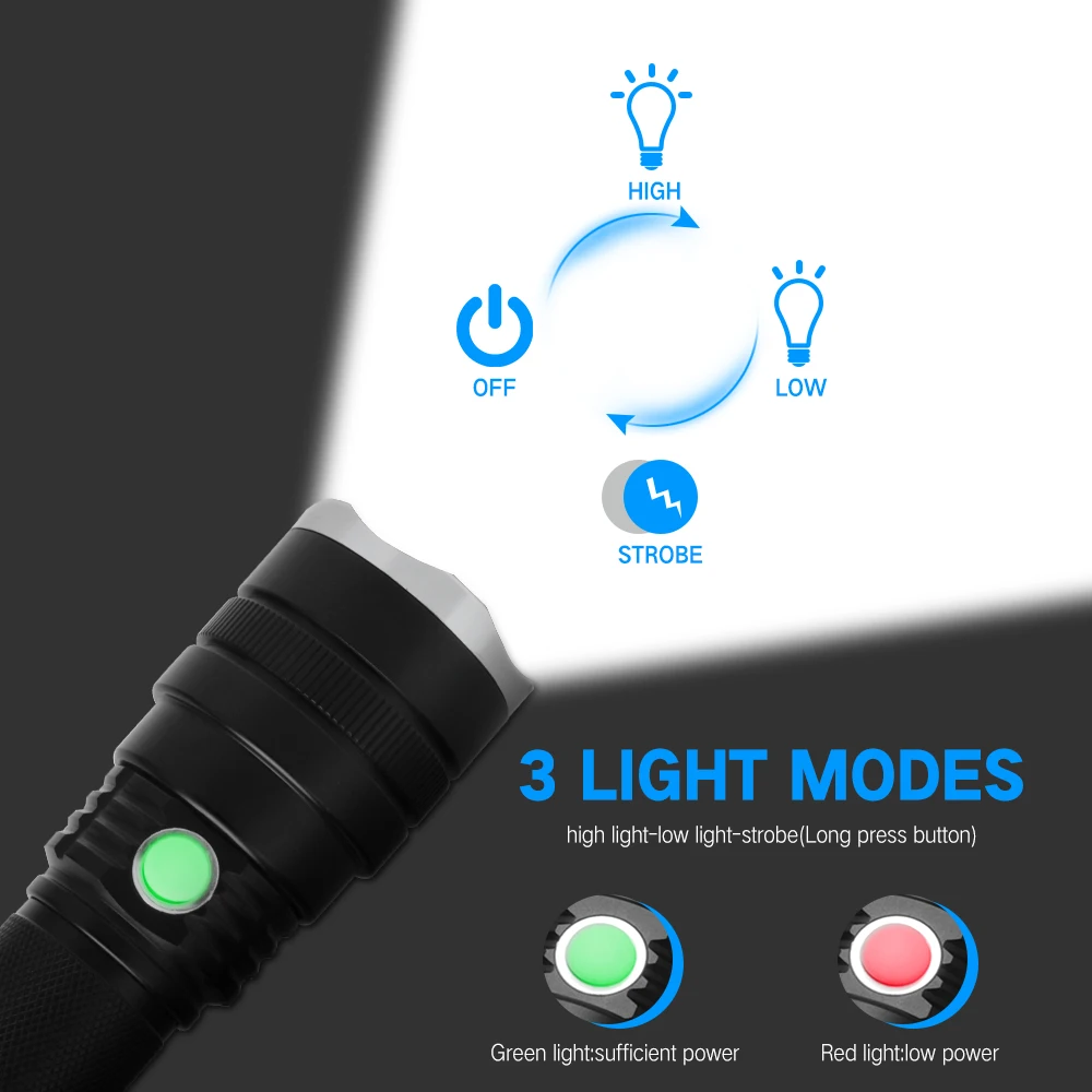 BORUiT C9 XHP50.2 LED Svetilka 2000LM 3-Mode Zoom Močan Baklo Rcharggeable 26650 Waterrprrof Luč za Kampiranje Kolo Svetlobe