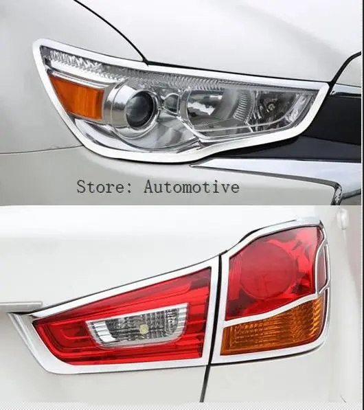 Za Mitsubishi ASX Outlander Sport RVR 2011 2012 2013 Chrome Sprednji Žarometi + Zadaj Luč Kritje Trim Modeliranje 2v1