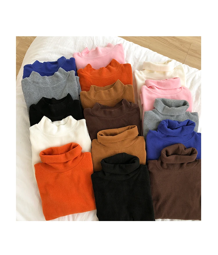8 barv jeseni korejski slog osnovni ženske Toplo vrhovi turtleneck barva dolg Rokav t-shirt Ženska Tees majica femme (X136)
