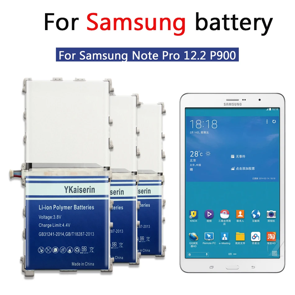 YKaiserin Baterija za Samsung Note 3 4 Pro 12.2 Note3 Note4 N900 N9005 N9008 N9002 N9009 N910 N910H SM P900 T9500C Batteria