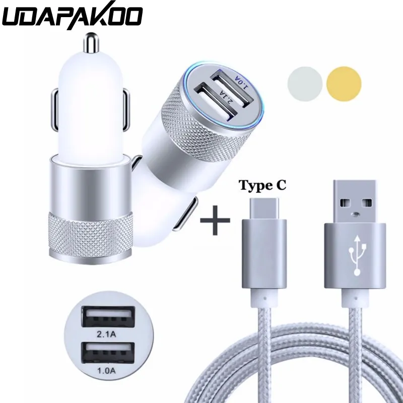 2-Port Smart USB Quick Avto Polnilec + 3 M Tip C USB 3.1 Kabel za Sony Xperia XA2 Ultra XA1 LG V20 V30 Huawei Nova Plus P20 P10