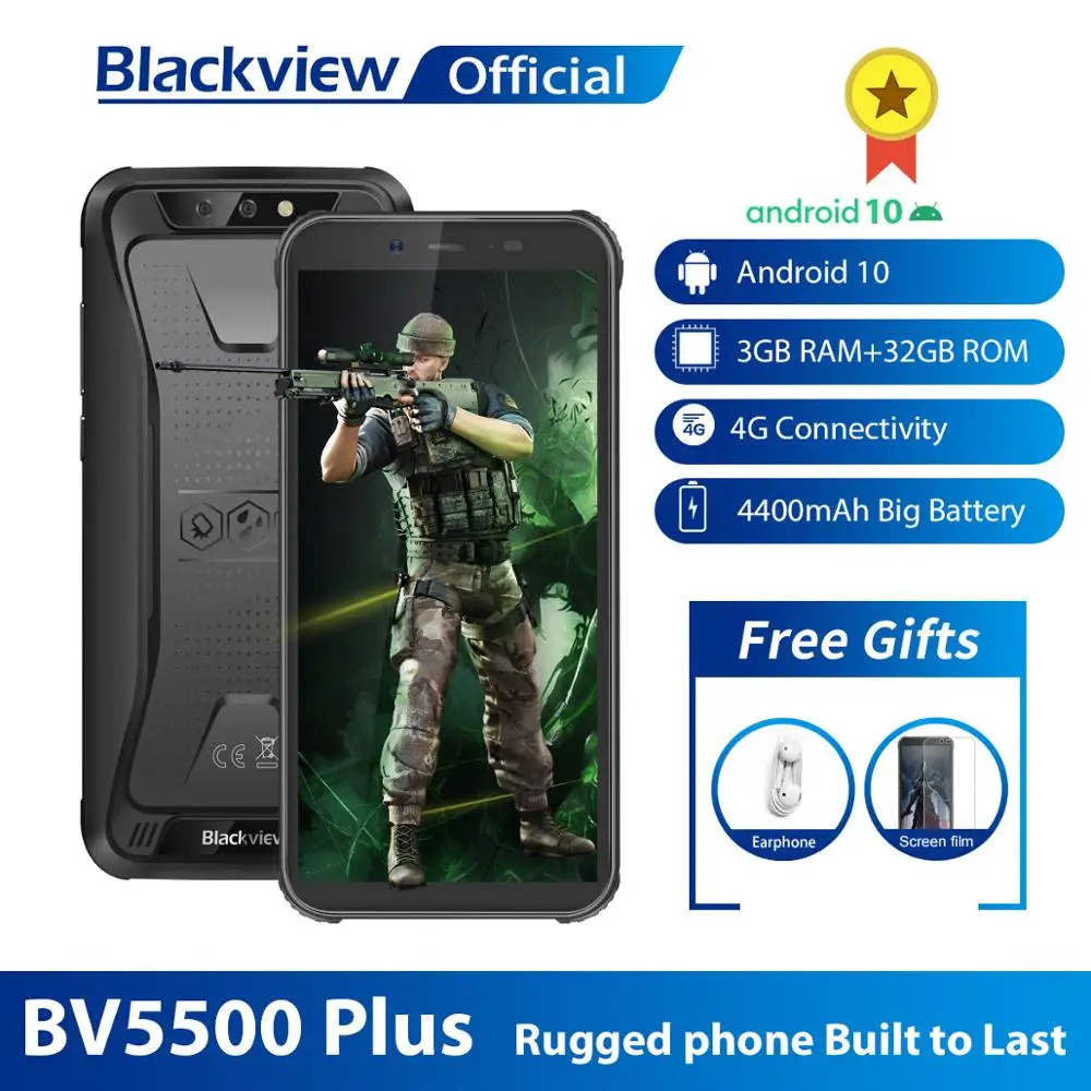 Blackview 2020 BV5500 Plus Pametni telefon Robusten, IP68 Vodotesen 3GB+32GB Android 10.0 mobilni telefon 5.5