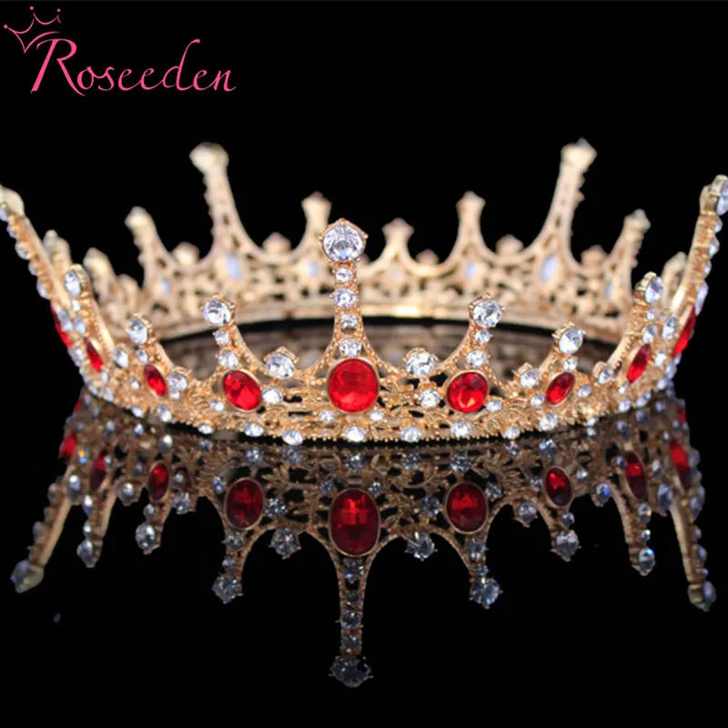 4 barve Baročno Letnik Celoten Krog Krono Kristalno Poroko Princess Tiara Pageant Diadem Poročni Dodatki za Lase RE3055