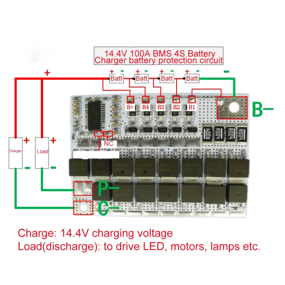 BMS 4S 14,4 V 100A 18650 Li-ion LiFePO4 Življenje LMO Litijeva Baterija Polnjenje Zaščita Vezja PCB BMS Polnjenje Bilance Modul