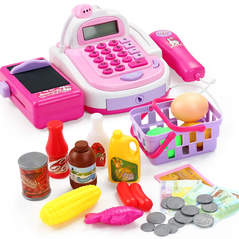 Otrok se Pretvarjamo, Igra Igrače Simulacije Supermarket blagajno Večnamensko Denarnih Igrača, s Kalkulator in Optičnega Dekle Darilo