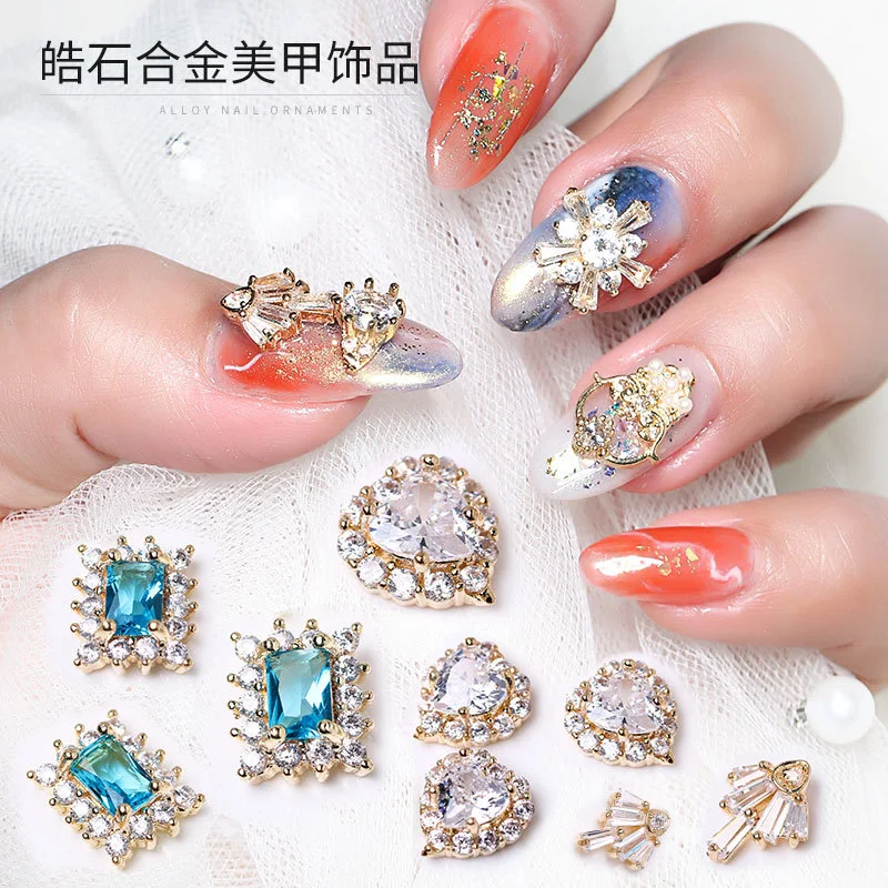 5pcs/veliko 3D Razkošje Ljubezni Obesek 3D Zlitine Nail Art Cirkon Pearl kovinski Crystal nails oprema DIY Nohtov Dekoracijo Nohtov čare