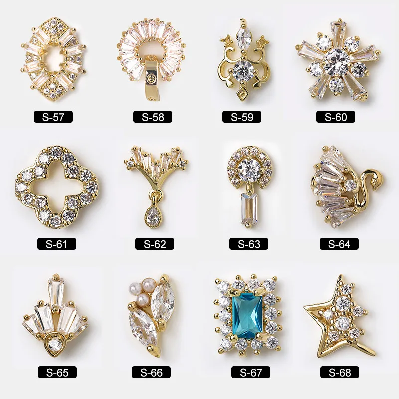 5pcs/veliko 3D Razkošje Ljubezni Obesek 3D Zlitine Nail Art Cirkon Pearl kovinski Crystal nails oprema DIY Nohtov Dekoracijo Nohtov čare