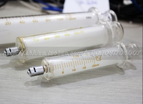 50 ML Steklena brizga Luer Lock Glavo injektor sampler izdajanje s črnilom, kemičnim medicine