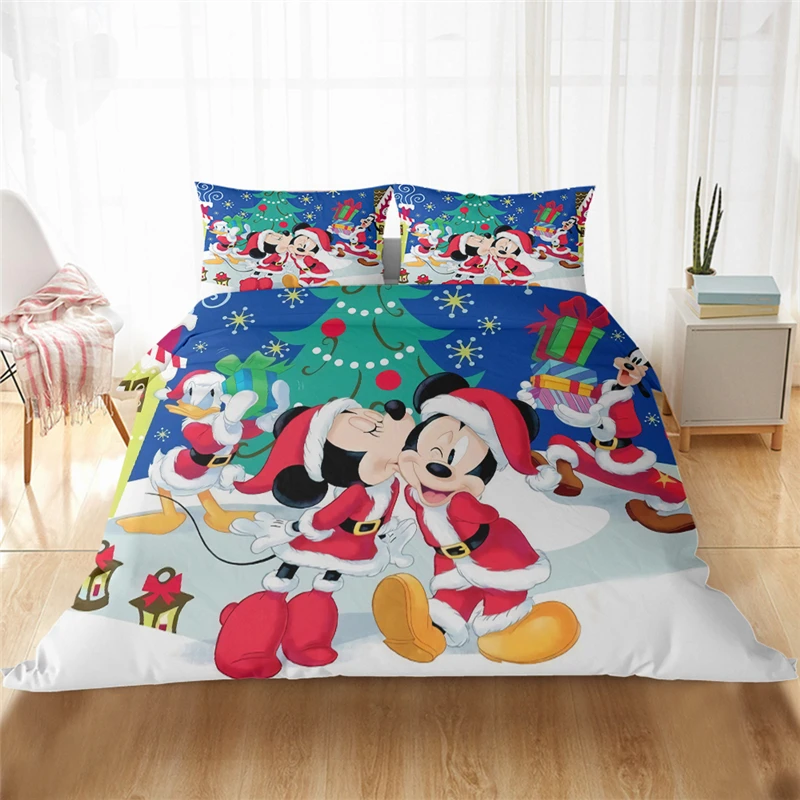Disney Mickey Božič Posteljnina Nabor Risanka Lep Par Eno Twin Polno Kralj Rjuhe Kritje nastavite Prevleke Darilo za Otroke