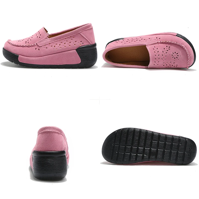 Nubuck Platformo Copati Ženske Zdrsne Na Loafers Pravega Usnja Ravno Swing Čevlji Plitvo Gospe Priložnostne Zapatos De Mujer Plus Velikost