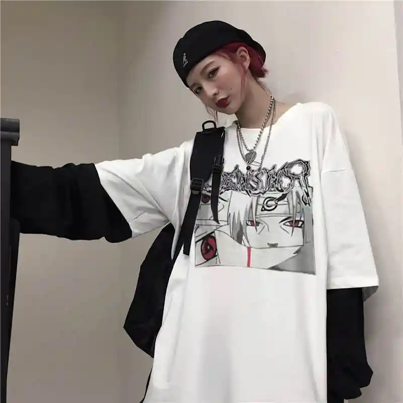 Gothic harajuku Majica s kratkimi rokavi ženske obleke T-shirt Priložnostne Srčkan Obdelava ulične TShirt Hip Hop risanka Tiskanje Majice, Vrhovi Tee