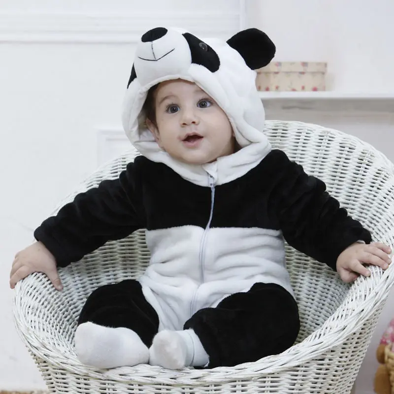 2020 Moda Baby Fantje Dekleta Ropmers Otroci Toplo Panda Živali Pižamo Splošno Malčka Zgostitev Sleepwear Oblačila Baby Jumpsuit0-3Y