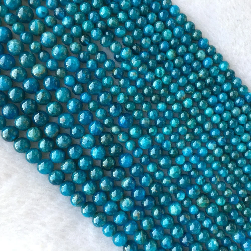 Debelo Naravno, Pristno Modra Apatite Phosphorite Krog Svoboden Gemstone Biseri 6-10 mm 15