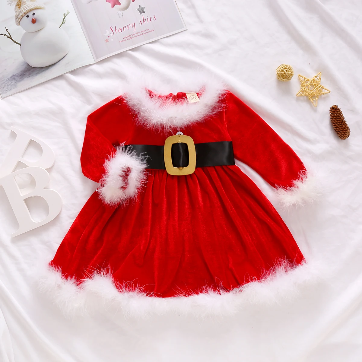 2020 Nove Božič Baby Dekle Rdečo Obleko Žamet Tutu Stranke Obleke Za Dekleta, Novo Leto Kostumi