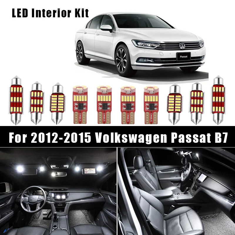 Canbus LED Notranja Kupola Zemljevid Streho Žarnice Komplet Za Volkswagen za VW Passat B7 Limuzina Varianta Nepremičnin 12-15 registrske Tablice Lučka