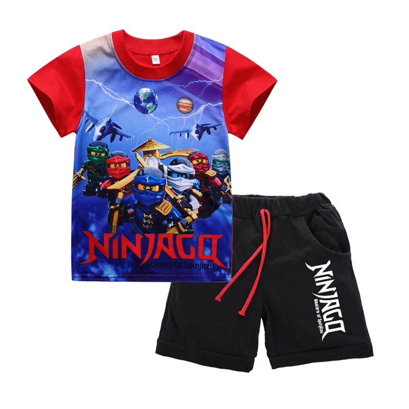 Poletje Otrok, Dojenček Boys Ninja Ninjago Risanka Oblačila Določa Otroci Znak Majica Kratek Rokav Lepe Hlače 2pcs Kompleti Oblačil