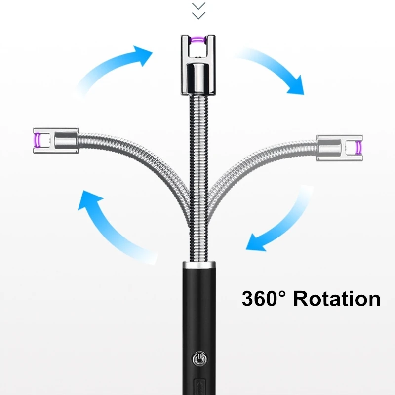 360 Rotacijski USB za Polnjenje Cigaretni Vžigalniki Dolgo Kuhinja Elektronske Cigarete Windproof Plazme Električni Novost Lažji LOKA